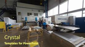  Presentation with metal production - Audience pleasing slide set consisting of lobnya-jun-7-workers backdrop and a tawny brown colored foreground