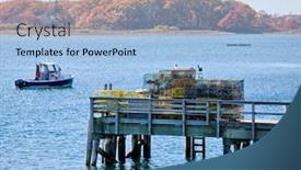  Presentation with maine - PPT layouts with lobster-baskets-and-fishing-boats background and a light blue colored foreground