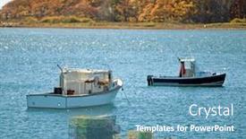  Presentation with boats electronics - Beautiful PPT theme featuring lobster-boats-and-basket-traps backdrop and a teal colored foreground