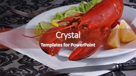  Presentation with dinner - Slides with lobster dinner served on plate with lemon background and a tawny brown colored foreground