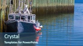  Presentation with nova scotia - Audience pleasing presentation consisting of lobster fishing boat tied up backdrop and a ocean colored foreground