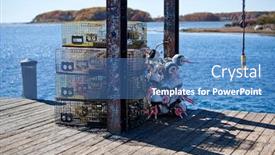  Presentation with maine - Colorful PPT layouts enhanced with lobster-fishing-cages-in-maine backdrop and a teal colored foreground