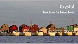  Presentation with fleet - Amazing presentation theme having lobster fishing fleet tied up backdrop and a gray colored foreground