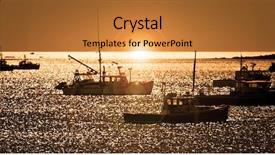  Presentation with maine - Audience pleasing slides consisting of lobster fishing vessels at sunset backdrop and a gold colored foreground