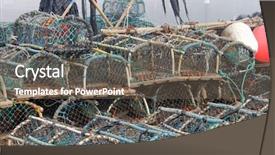  Presentation with england - Beautiful presentation theme featuring lobster pots and creels in scarborough harbor with fog background england backdrop and a tawny brown colored foreground