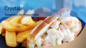  Presentation with ketchup - Theme with lobster roll and french fries with ketchup background and a light blue colored foreground