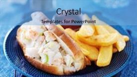  Presentation with ketchup - Colorful PPT theme enhanced with lobster roll and french fries with ketchup backdrop and a light blue colored foreground