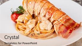  Presentation with italian cuisine - PPT theme having lobster-spaghetti-italian-cuisine background and a coral colored foreground