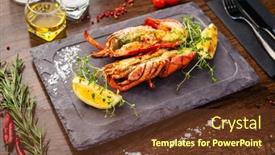  Presentation with modern food - Presentation theme consisting of lobster-with-flavored-butter-herb background and a tawny brown colored foreground