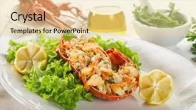  Presentation with salad packaging - Audience pleasing slide deck consisting of lobster with salad backdrop and a blonde colored foreground