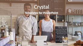  Presentation with reservation counter - Presentation theme with local business - couple ready to serve behind background and a violet colored foreground