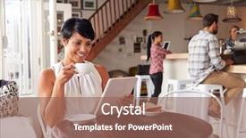  Presentation with middle ages - Presentation theme featuring local business - middle aged woman background and a violet colored foreground