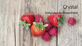  Presentation with guava fruits fresh green fruit - Slide deck with local food - strawberries and raspberrie summer fruits background and a light gray colored foreground