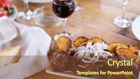  Presentation with kebab - Slides with local food - traditional delicious kebab with onion background and a tawny brown colored foreground