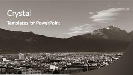  Presentation with snow mountain - Slide set consisting of local historical architectures and jade background and a gray colored foreground