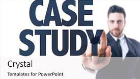  Presentation with case - Presentation design featuring local knowledge - business man pointing the text background and a white colored foreground