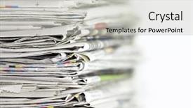  Presentation with newspapers - PPT layouts with local news - pile of newspapers on white background and a light gray colored foreground