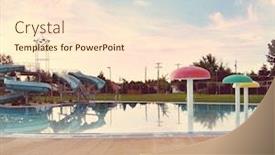  Presentation with done - Beautiful PPT theme featuring local public pool without any people in it as sunset done with a retro vintage instagram like filter backdrop and a cream colored foreground