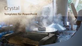  Presentation with vietnam - Theme having local-rice-noodles-factory background and a lemonade colored foreground