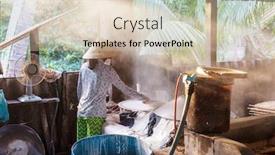  Presentation with vietnam - PPT theme consisting of local-rice-noodles-factory background and a lemonade colored foreground