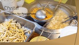  Presentation with street food - Presentation theme featuring local-street-food-with-soup background and a gold colored foreground