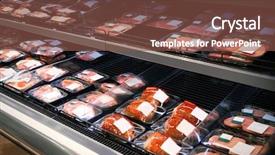  Presentation with coconut shell fresh whole - Presentation design with local trade - shelves with fresh meat background and a tawny brown colored foreground