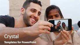  Presentation with new delhi - Beautiful PPT theme featuring local woman in india gate backdrop and a tawny brown colored foreground