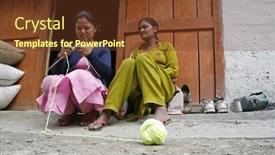  Presentation with village women - Beautiful presentation featuring local-women-knitting-in-village backdrop and a tawny brown colored foreground