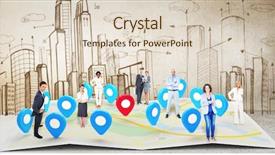  Presentation with business plan - Beautiful PPT theme featuring location - business team against hand drawn backdrop and a lemonade colored foreground