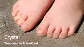  Presentation with children - Audience pleasing PPT theme consisting of healthcare location - children's foots is located backdrop and a coral colored foreground