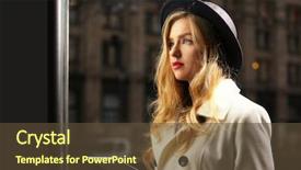  Presentation with digital - Theme having location big data - young woman near digital screen background and a  colored foreground