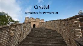  Presentation with china - Audience pleasing theme consisting of location boundaries - famous great wall of china backdrop and a light blue colored foreground