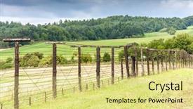  Presentation with curtain - Cool new presentation design with location boundaries - remains of iron curtain cizov backdrop and a yellow colored foreground