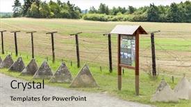  Presentation with czech republic - PPT theme featuring location boundaries - remains of iron curtain cizov background and a mint green colored foreground