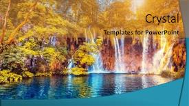  Presentation with water park - Audience pleasing theme consisting of location famous resort plitvice lake backdrop and a gold colored foreground
