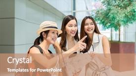  Presentation with tourist - Slide set featuring location from local people background and a coral colored foreground