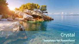  Presentation with calm sea - Colorful slide deck enhanced with location place brela resort croatia backdrop and a teal colored foreground