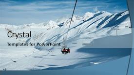  Presentation with winter border - Beautiful presentation theme featuring location place famous ski resort backdrop and a light blue colored foreground
