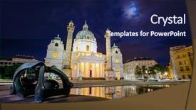  Presentation with magical - Slide set having location place karlsplatz in vienna background and a navy blue colored foreground