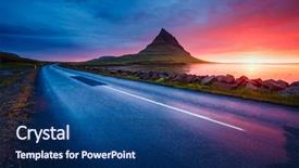  Presentation with climate change - Slide deck consisting of location place kirkjufellsfoss typical iceland background and a ocean colored foreground