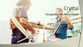  Presentation with festival music band hands playing - PPT layouts having location sound - band of musicians playing background and a  colored foreground