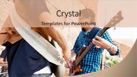  Presentation with band - PPT theme enhanced with location sound - band of musicians playing background and a  colored foreground