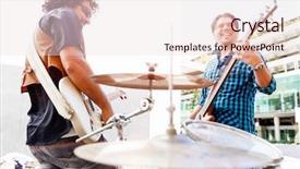 Presentation with band - Colorful PPT theme enhanced with location sound - band of musicians playing backdrop and a  colored foreground