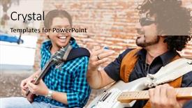  Presentation with band - Amazing presentation theme having location sound - band of musicians playing backdrop and a  colored foreground