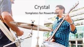  Presentation with band - Presentation theme featuring location sound - band of musicians playing background and a  colored foreground