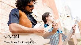  Presentation with band - Slide set enhanced with location sound - band of musicians playing background and a  colored foreground