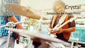  Presentation with band - PPT layouts featuring location sound - band of musicians playing background and a lemonade colored foreground