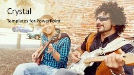  Presentation with band - Amazing presentation design having location sound - band of musicians playing backdrop and a  colored foreground