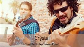  Presentation with band - Audience pleasing presentation design consisting of location sound - band of musicians playing backdrop and a  colored foreground