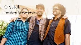  Presentation with band - Theme enhanced with location sound - band of musicians walkimg background and a  colored foreground